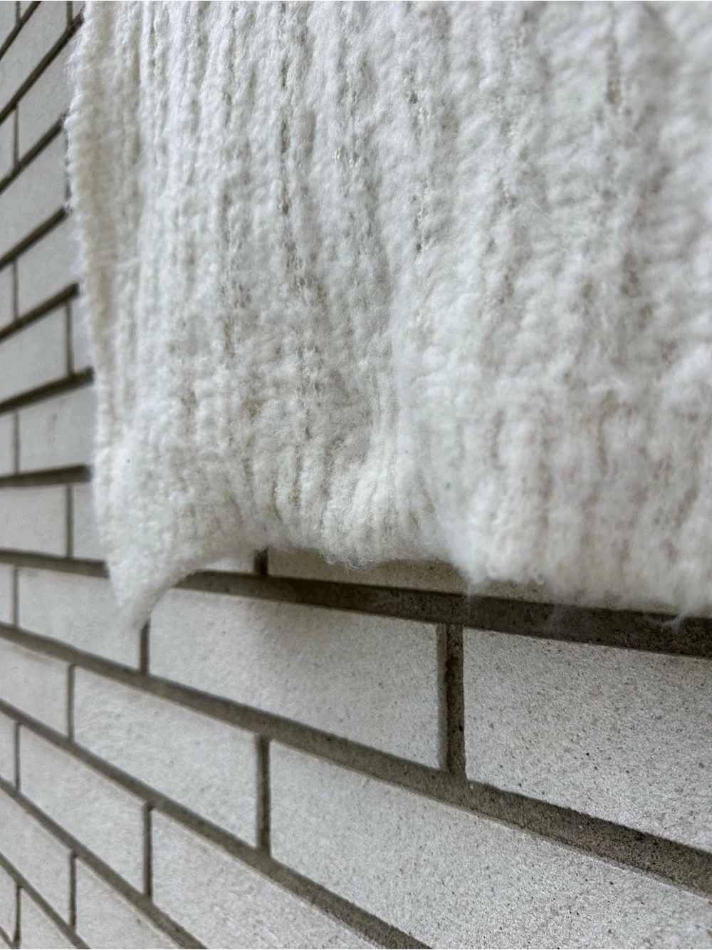 LOOK by M Ivory Fuzzy Knit Scarf Soft Cozy Long Wrap Ribbed Blanket